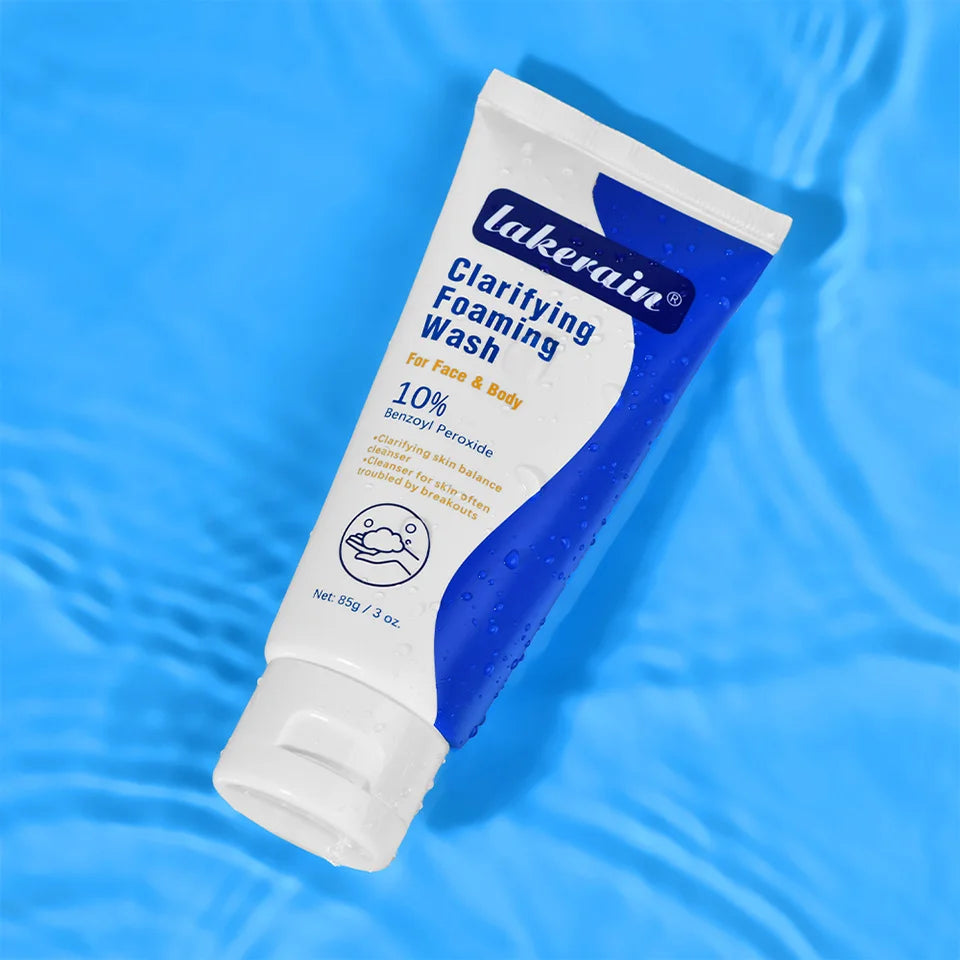 Lavage moussant contre l'acné, peroxyde de benzoyl, 10% Maximum antimicrobie, contrôle de l'huile, réduit les rougeurs, nettoyage en profondeur pour les soins de la peau du visage et du corps