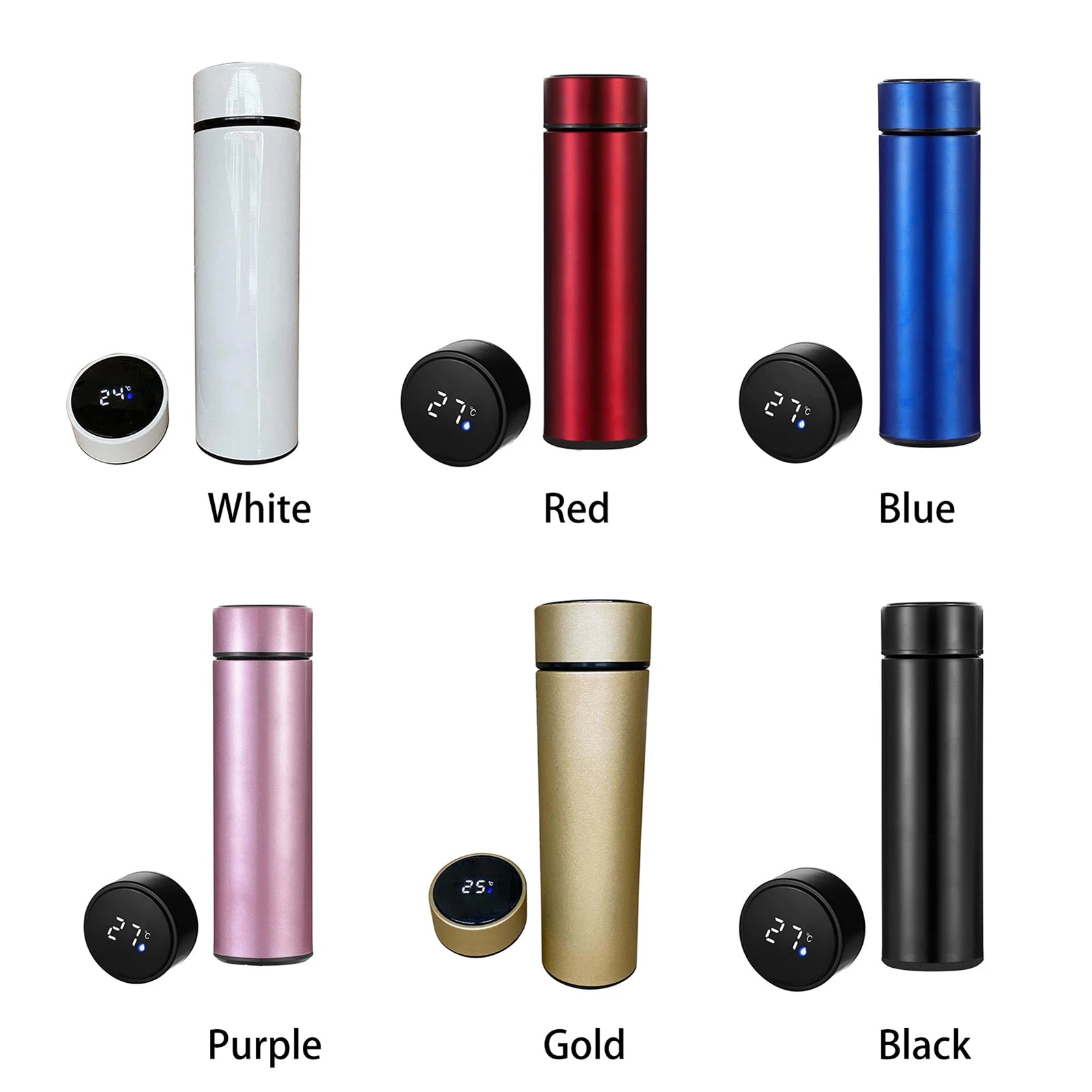 500ml Stainless Steel Vacuum Insulated Smart Water Bottle, LED Temperature Display, Spill-Proof, Portable for Home, Travel and Sports