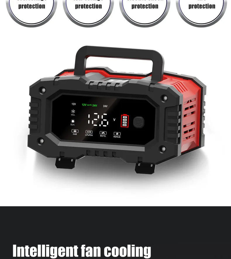 Chargeur de batterie intelligent pour voiture et moto, chargeurs de batterie au lithium, AGM GEL, plomb-acide, veFePO4, 20A, 10A, 12V, 24V
