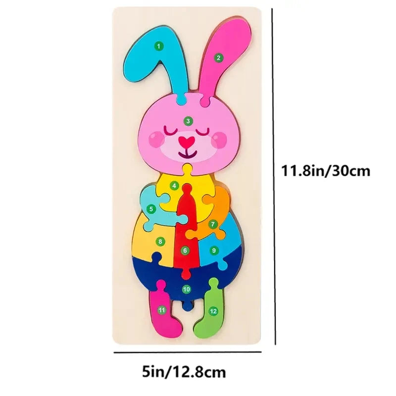 Puzzles en bois pour enfants, puzzle de chiffres, puzzles de dinosaures et animaux, trafic, jouets de puzzle de personnages pour garçon et fille, cadeau idéal, 1-6