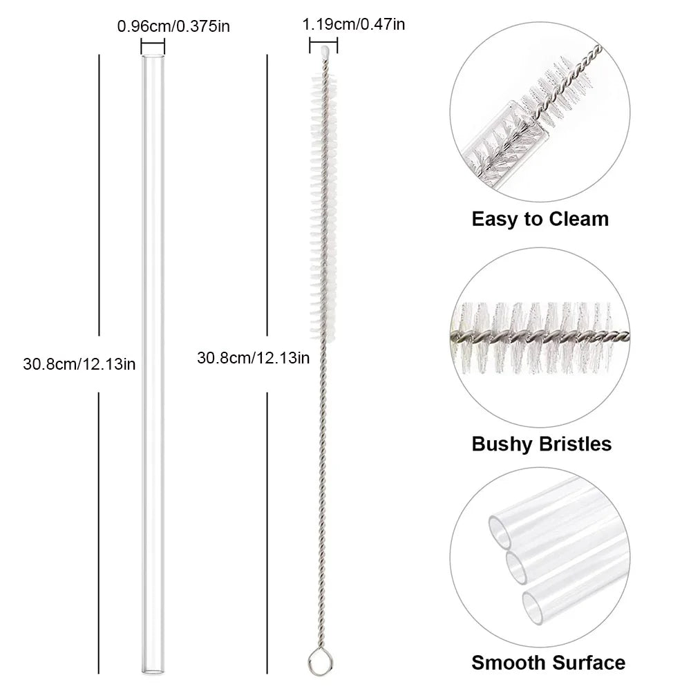 Paille de rechange réutilisable avec brosse pour livres, plastique transparent, compatible avec gobelet Stanley 40 oz 30 oz, 6 pièces, 30cm