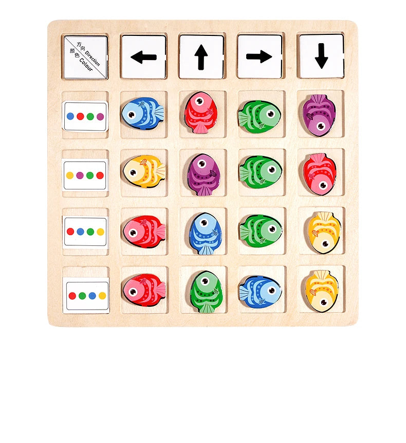 Jouets Montessori en bois pour enfants, entraînement à la pensée logique, Direction, Cognition des couleurs, jeu de société de combat éducatif