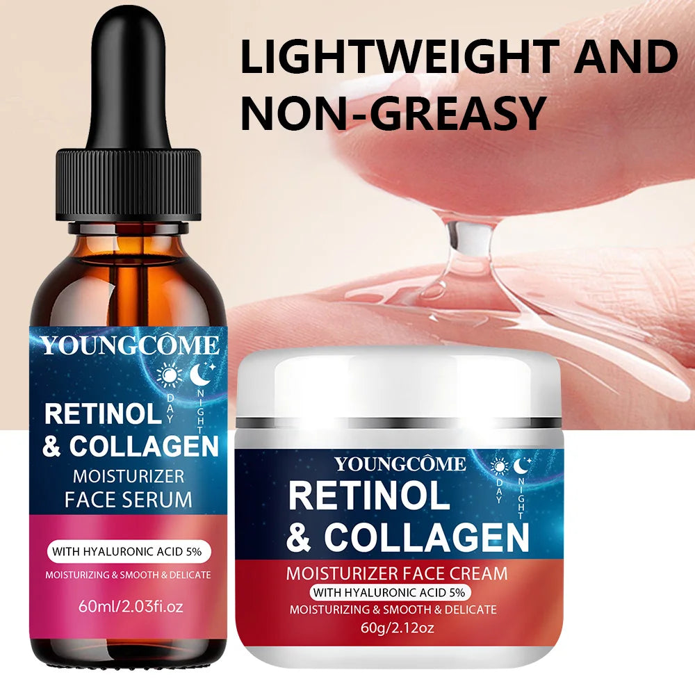 YOUNGCOME Crème au rétinol pour le visage à l'acide hyaluronique, hydratant anti-âge pour femmes et hommes pour le visage réduit les rides et la sécheresse
