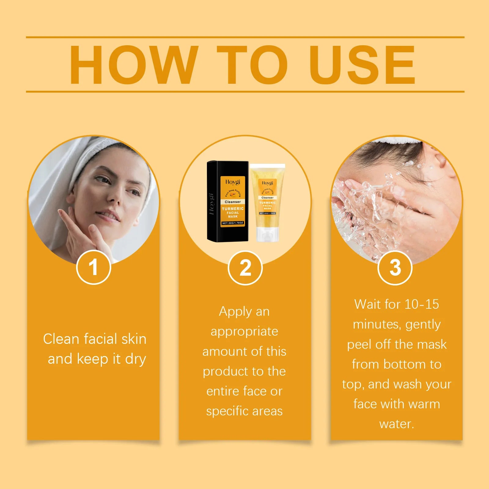 Nettoyant au curcuma, contrôle de l'huile, élimination des taches foncées, Anti-acné, nettoyage en profondeur, rétrécissement des pores, crème hydratante à la vitamine C