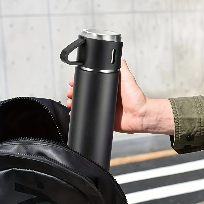 Bouteille Thermos personnalisée avec texte gravé au Laser, 500ml/17oz, avec isolation d'oreille de levage, bouteille d'eau à couvercle élastique en acier inoxydable