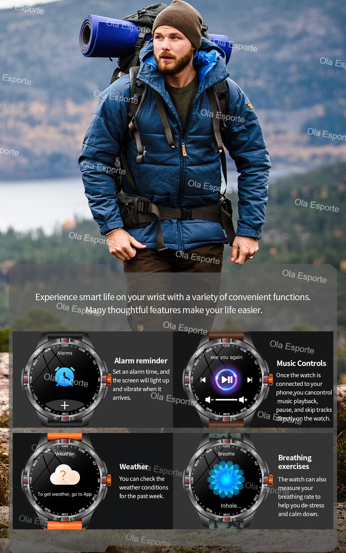 Montre intelligente 2025 boussole étanche surveillance de la santé et du sommeil grande capacité de batterie plus de 100 Modes de Sport hommes femmes Smartwatch en plein air