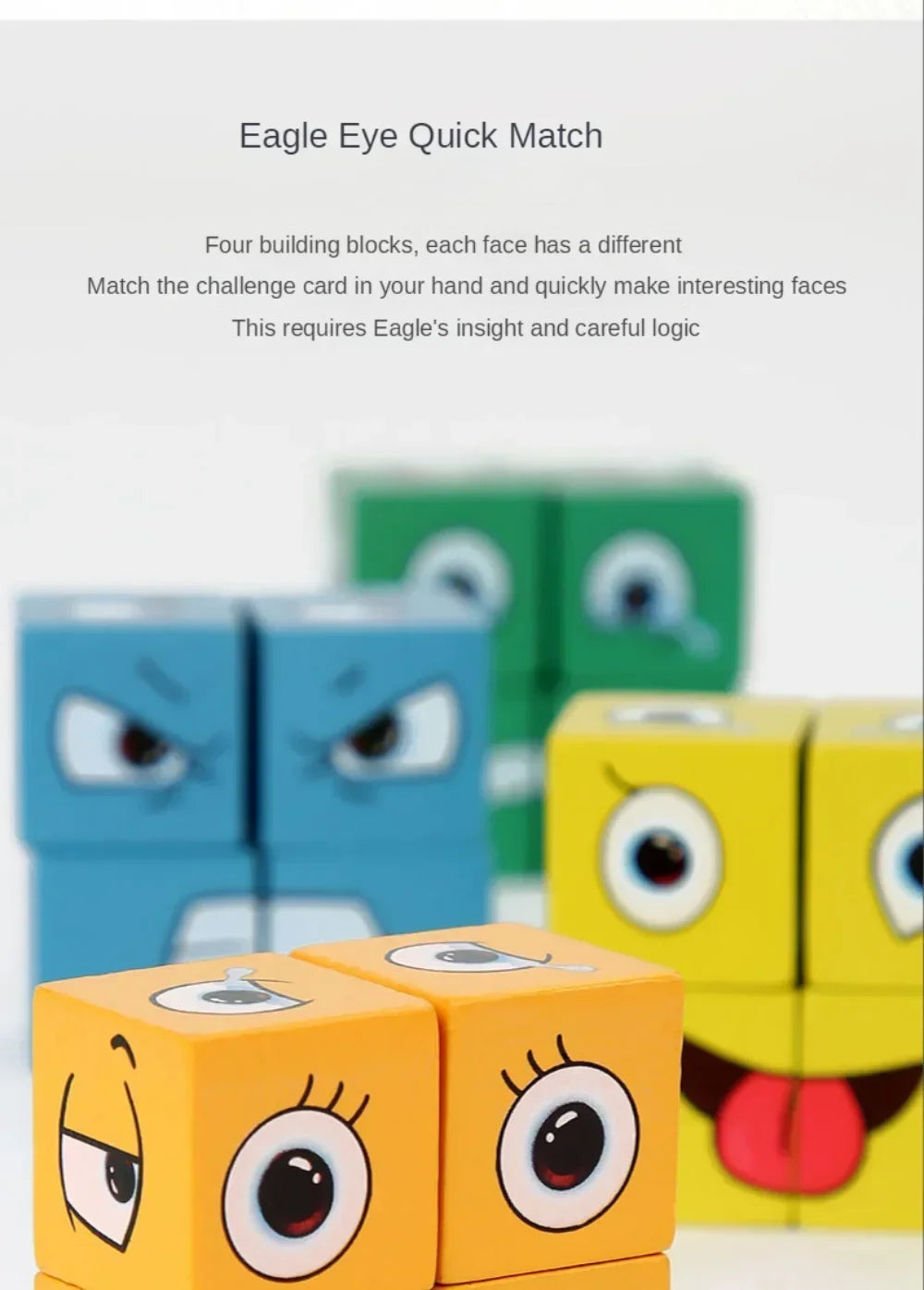 Cube visage changeant bois Puzzle blocs de construction jeu de société Montessori Expression blocs en bois Blocs pour enfants enfants jouets cadeau