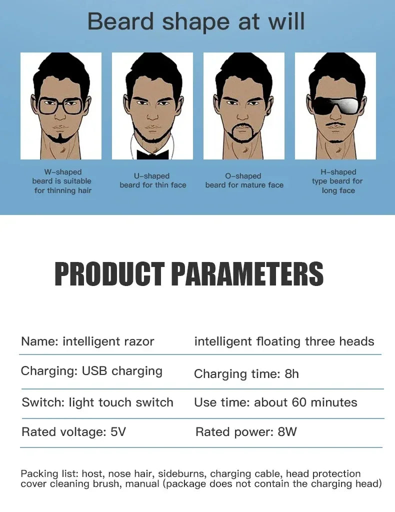 Xiaomi 5320s rasoir électrique 4D pour hommes tondeuse à cheveux électrique USB Rechargeable tondeuse à cheveux professionnelle coupe-cheveux humide sec