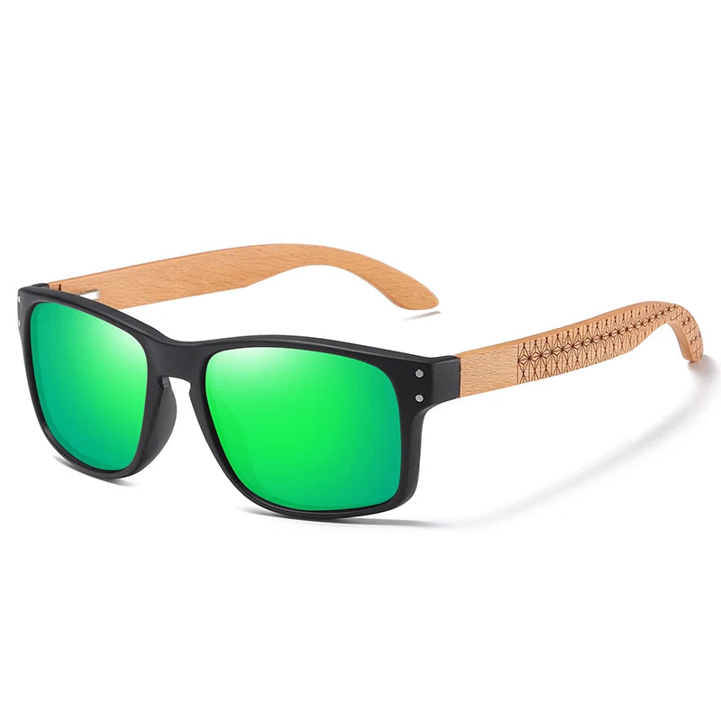 XSW-Lunettes de soleil polarisées faites à la main en bois de hêtre pour hommes, lunettes de soleil de conduite en plein air, charnière renforcée, design de marque, 5527