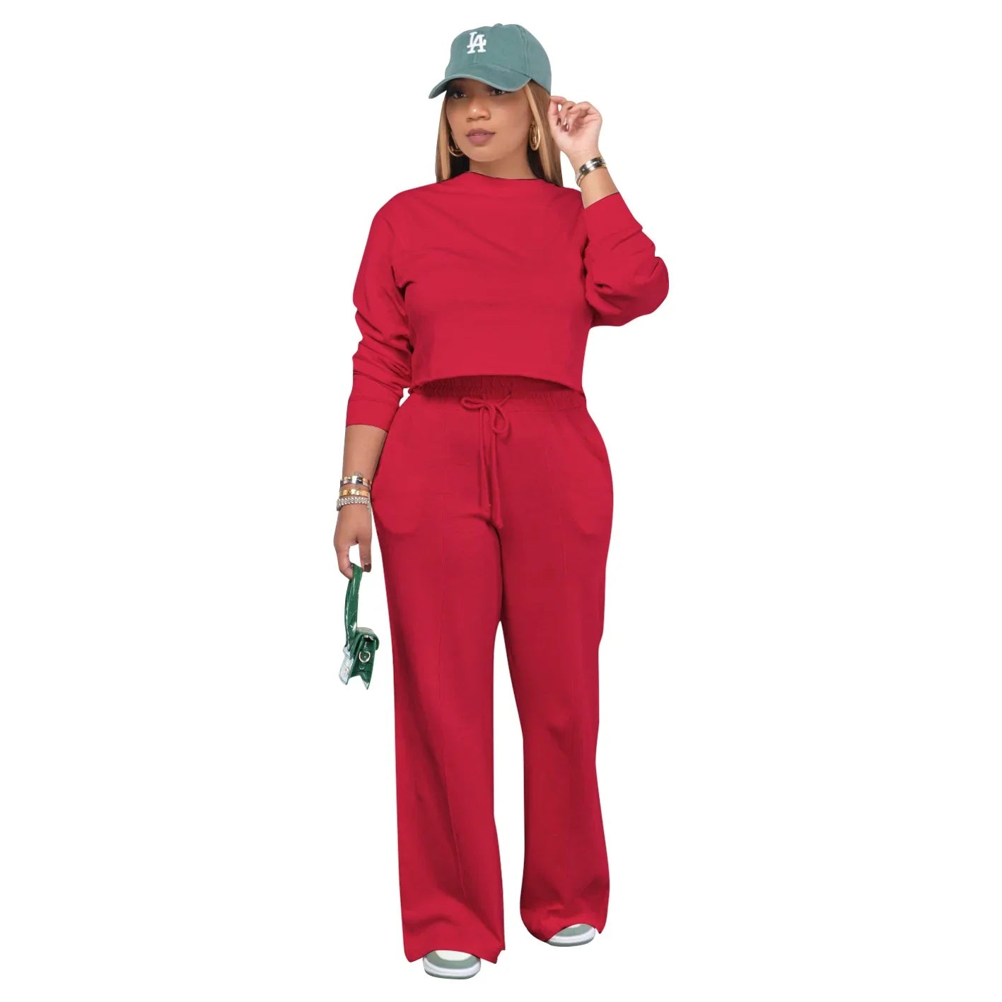 Ensemble de vêtements pour femmes, pull + pantalon, 2 pièces, costumes d'hiver épais et chauds, couleur unie, survêtement décontracté