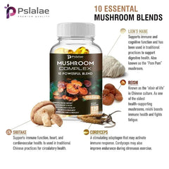 Capsules complexes de champignons - Cordyceps Reishi, immunité, stress, énergie, clarté mentale et soutien de la concentration - Supplément cérébral