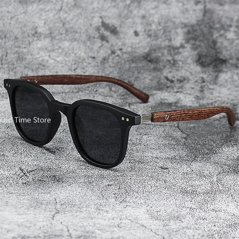 Lunettes De soleil classiques à jambes miroir en Grain De bois pour hommes, petite monture carrée, lunettes De haute qualité pour femmes, UV400 Oculos De Sol