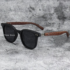 Lunettes De soleil classiques à jambes miroir en Grain De bois pour hommes, petite monture carrée, lunettes De haute qualité pour femmes, UV400 Oculos De Sol