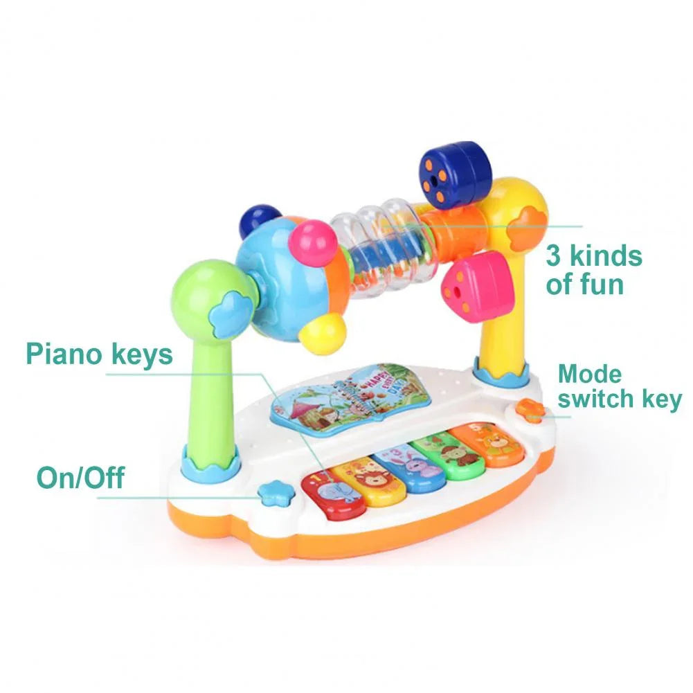Jouets de piano pour bébé, clavier musical rotatif avec son léger, jouets musicaux pour les tout-petits, jouet musical pour le début du dos