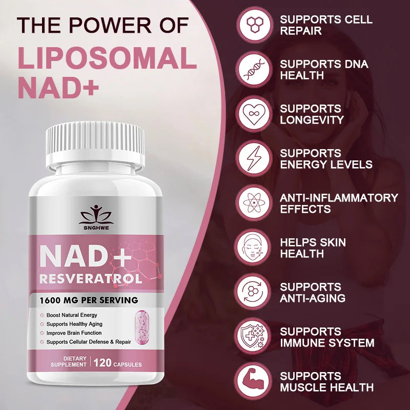 Anti - âge NAD + Supplément Capsules - Nicotinamide ribose substitut, énergie naturelle et santé cellulaire nad Supplément - anti - âge Booster cellulaire