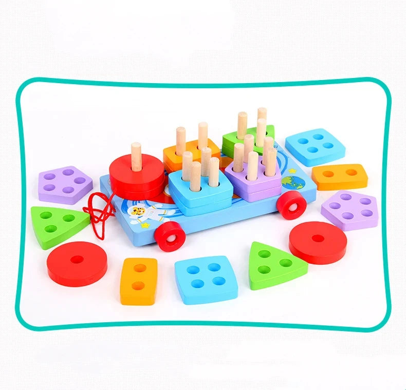 Puzzle Montessori pour enfants de 1 à 3 ans jouets en bois blocs de construction apprentissage document forme match