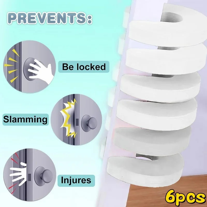 Baby Safety Door Stopper, 6 Pieces, Newborn Furniture Protector, Anti-Pinch, Child Lock, Finger Protection, Door Stopper