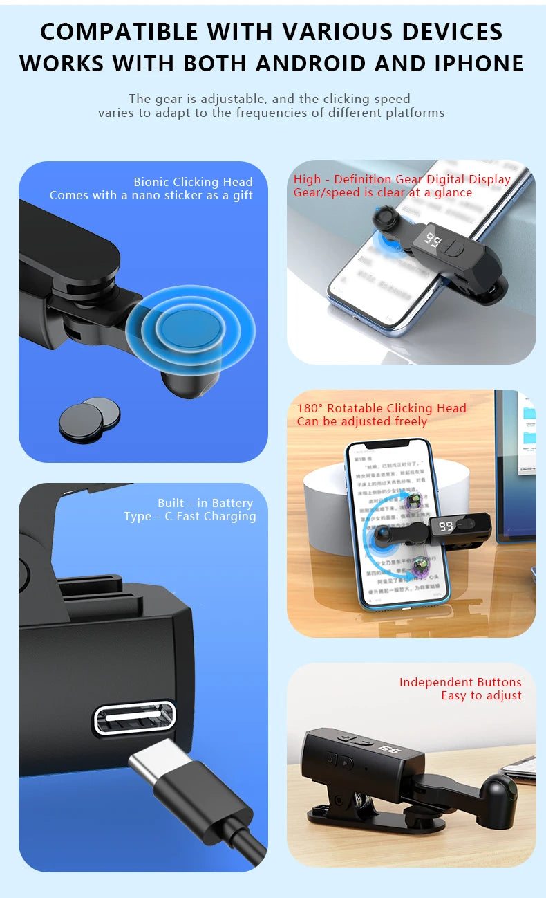 Clicker automatique d'écran pour applications de téléphone intelligent, Gadget de Streaming vidéo en direct, écran de jeu pour Smartphone, trépieds tactiles, fournitures d'écran