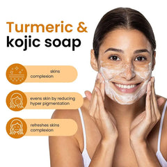 Savon biologique à l'acide kojique au citron et au curcuma pour les taches foncées, savon au curcuma pour le lavage du visage, éclaircissant, correcteur de taches foncées, soins pour la peau