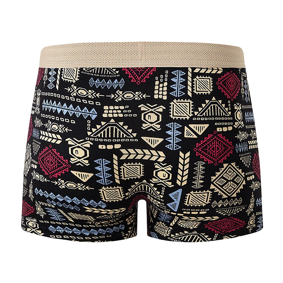 Fashionable and versatile printed underwear for men, 5-piece set, all seasons, comfortable, plus size, youthful boxer shorts, casual shorts