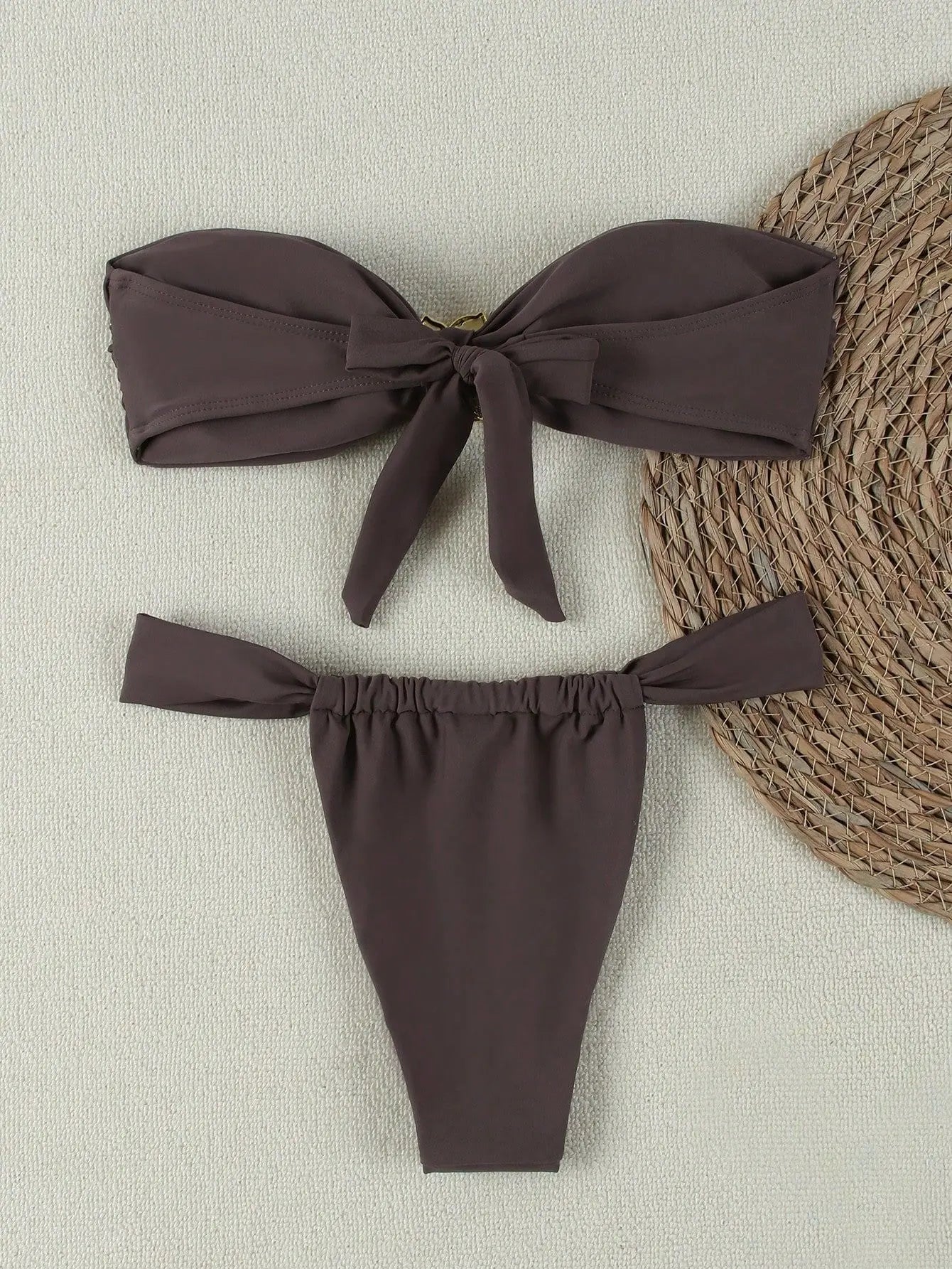 "2025 Sexy push-up bandeau bikini set - Brazilian string swimsuit for women" 