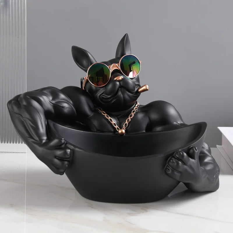 Cool Dog Home Decor Figurine Dog Statue Storage Box Animal Ornament Resin Craft Art Sculpture Figurine Home Decoration Gift