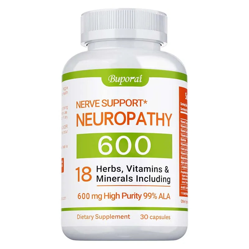 Complément de soutien pour la neuropathie 600 mg - Soutient le système nerveux, soulage le stress, favorise la fonction cérébrale et augmente l'énergie