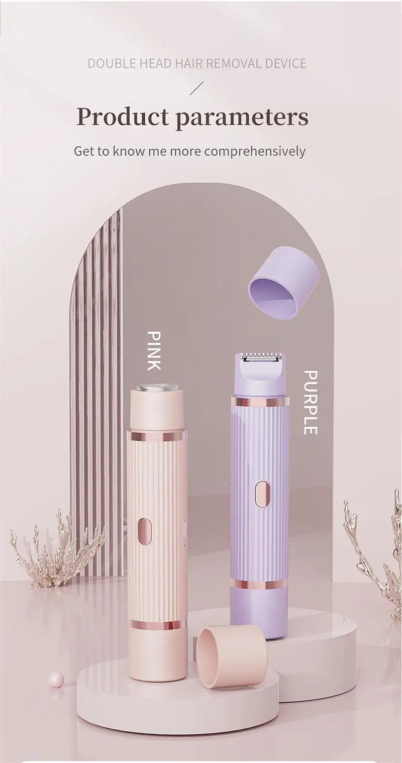 Tondeuse à barbe 2 en 1 rasoir électrique pour femmes Double tête épilation du corps aisselles Bikini tondeuse à barbe rasoir électrique