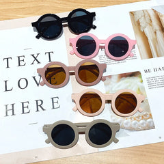 Lunettes de soleil coréennes pour enfants, rétro, monture ronde solide, petit visage, résistant aux ultraviolets, pratique