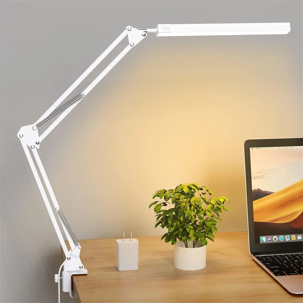 LED desk lamp, adjustable flexible reading lamp with variable brightness, 3 colors, 10 brightness levels, table lamp with memory function for the office
