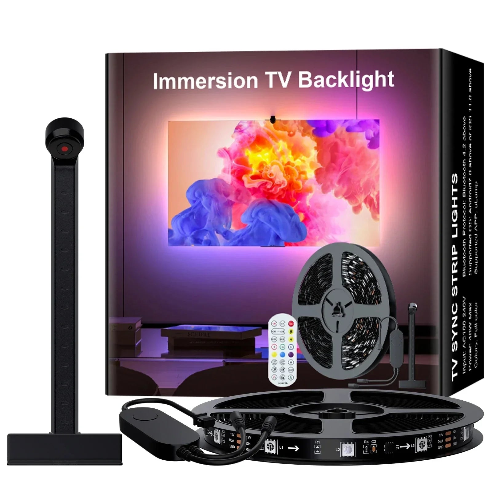 Rétro-éclairage Led pour télévision intelligente, avec caméra, 5V, Usb, Rgbic, écran de télévision synchrone, Ambilight, 3.8M, 5M, télécommande avec application pour salle de jeux