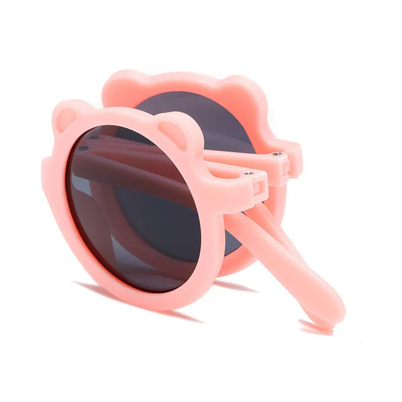 Mignon petit ours pliant enfants lunettes de soleil garçons filles Protection solaire lunettes de soleil mode bébé Protection UV lunettes pour enfants