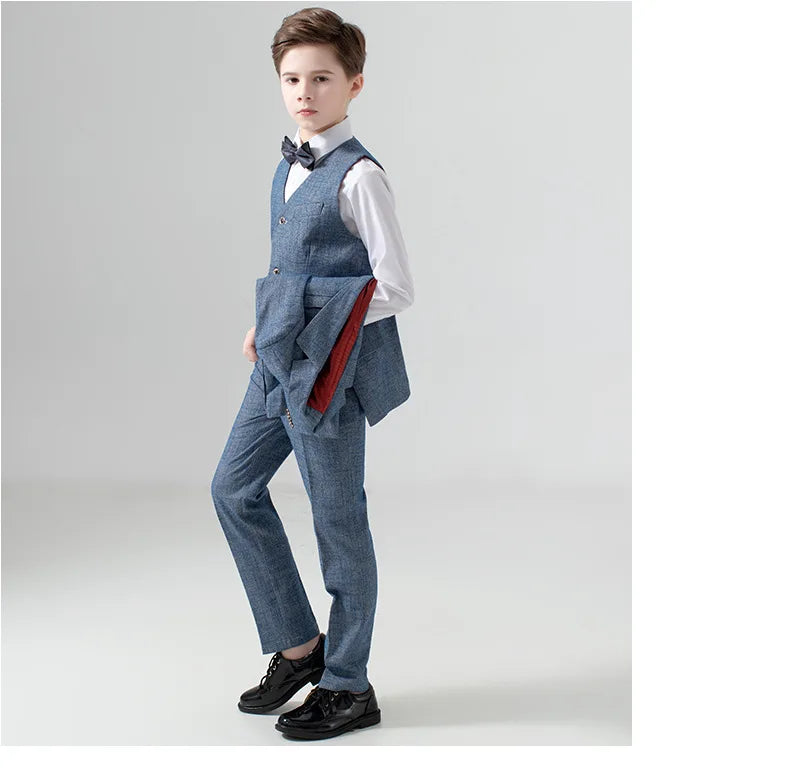 Children's Wedding Show Suit, Formal Suit, Blazer, Jacket, Pants, Bow Tie, 3 Pieces