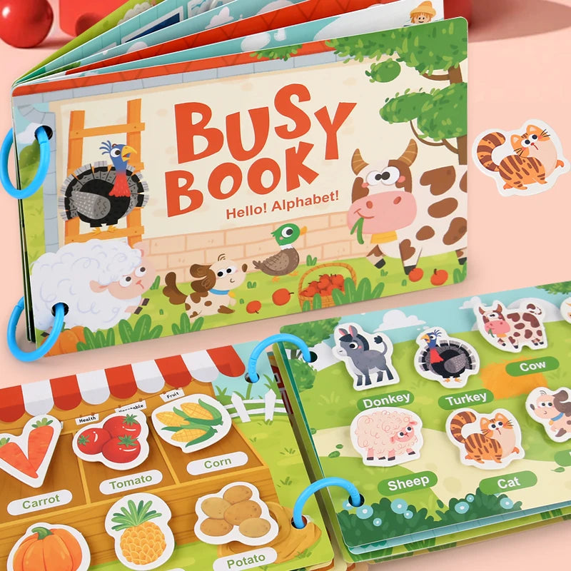 Livre Montessori pour bébé, mon premier livre silencieux, jouet éducatif pour l'apprentissage précoce, jeu assorti pour bébés de 2 à 3 ans