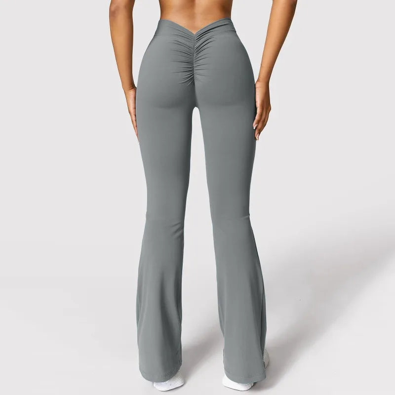 Pantalon évasé de Yoga Sexy pour femmes, taille haute, coupe en V, Push-Up, fesses, Fitness, ajustement confortable, Gym, course à pied, mode Slim