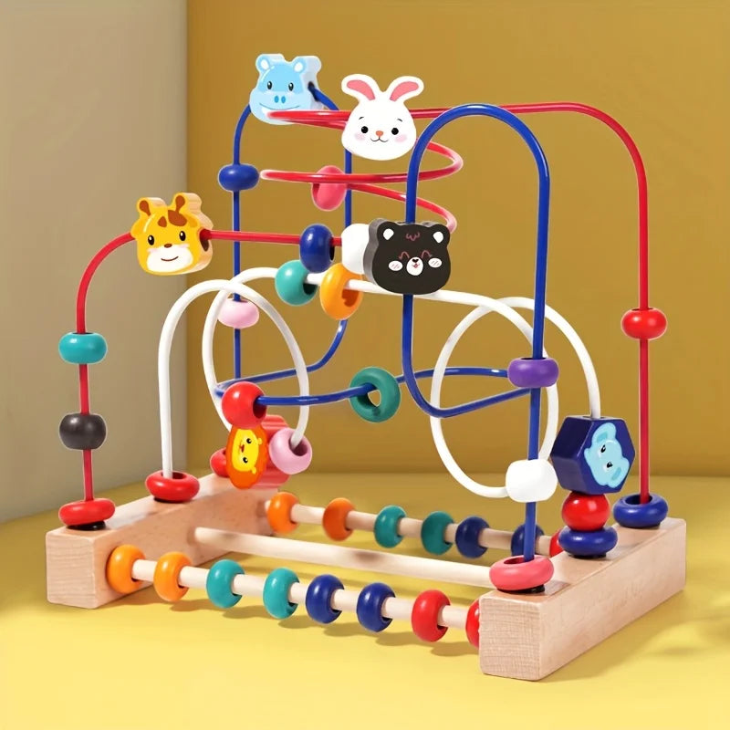 Blocs de construction d'intelligence pour bébés et tout-petits, jouets en bois avec perles, jouets à portée d'attention pour garçons et filles de 1 à 3 ans