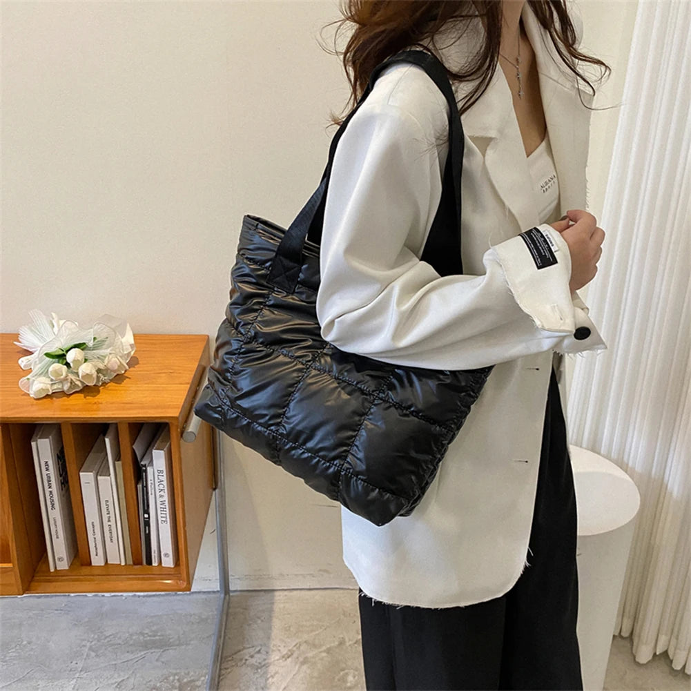 Mode femmes sac fourre-tout grande capacité coton rembourré dames fourre-tout sacs à main losange sac à provisions matelassé solide pour les voyages de loisirs