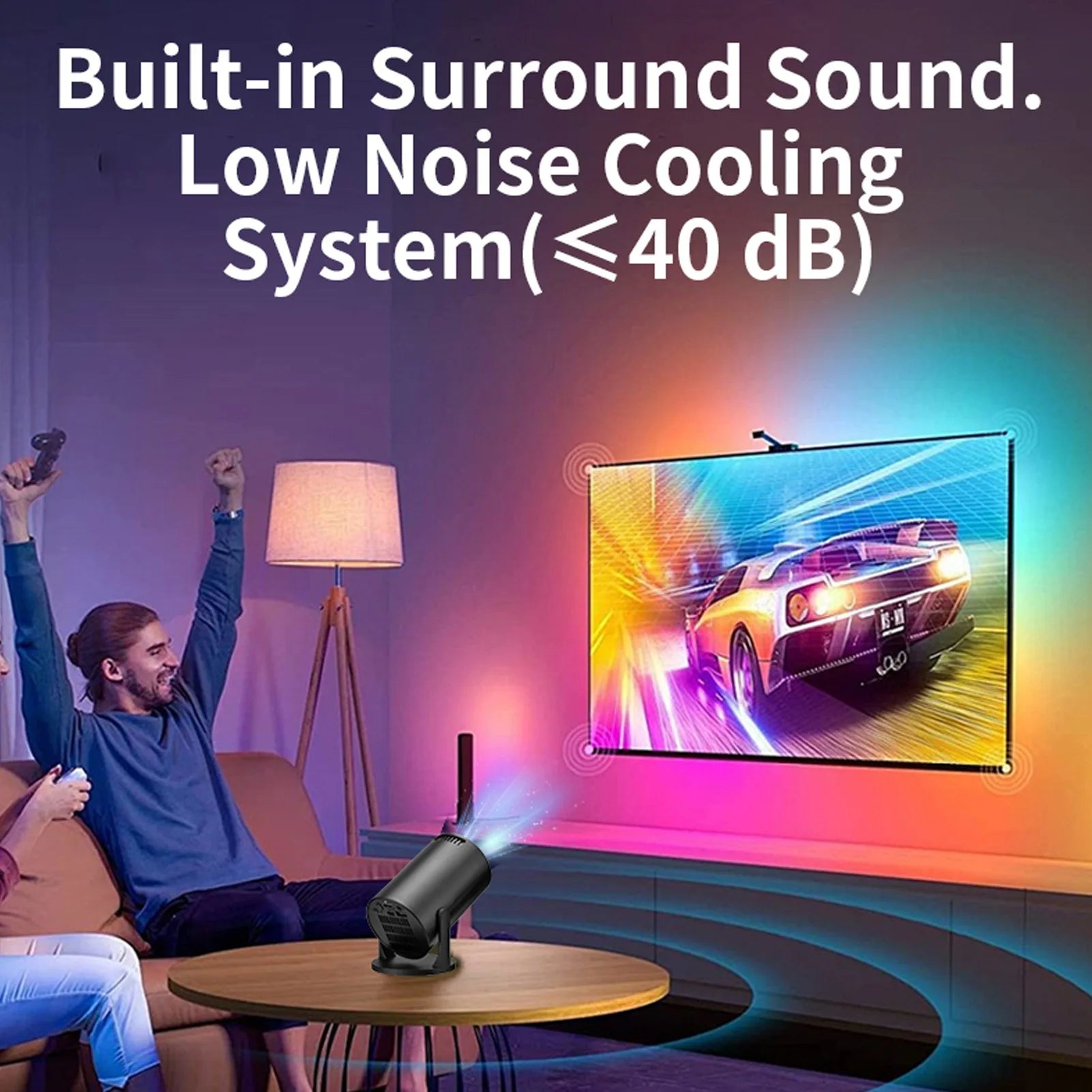 USB Video Projector TV Stick 8000lm Brightness Bluetooth Wireless High Fidelity LED 1080P Small Projector for Laptop Smartphone