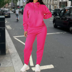 Ensemble deux pièces à capuche et pantalon pour femme, basique, vierge, automne-hiver, sweat-shirt surdimensionné, coupe ample, survêtement féminin