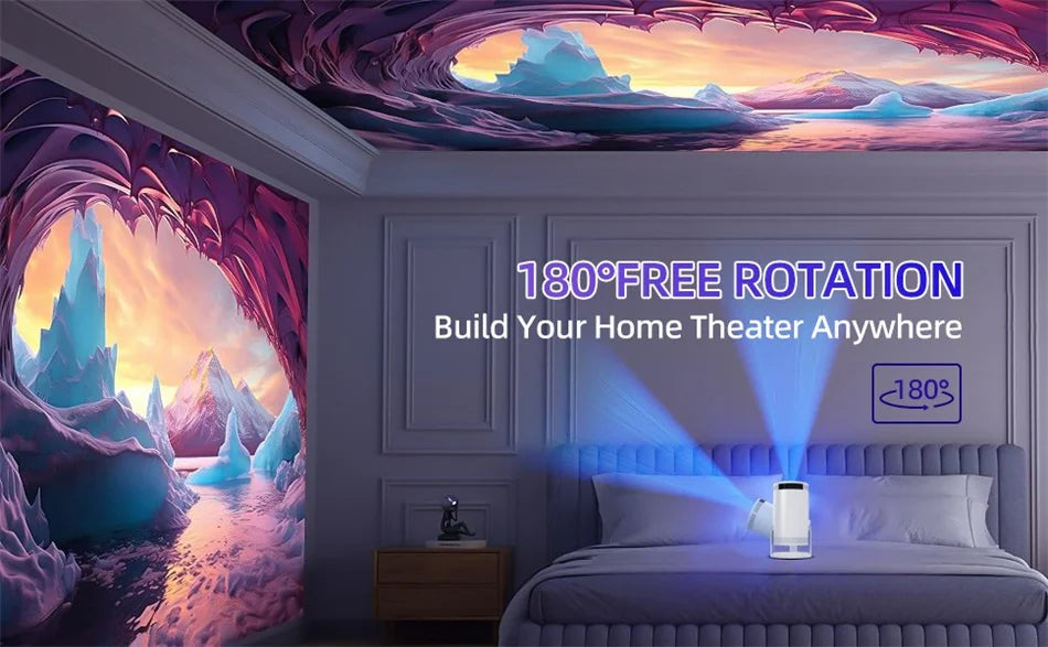 Projecteur domestique 4K 1280*720P double Wifi HDMI 260ANSI 180 ° Projecteur portatif extérieur flexible de cinéma vidéo BT5.0 nouveau PK HY300 Pro