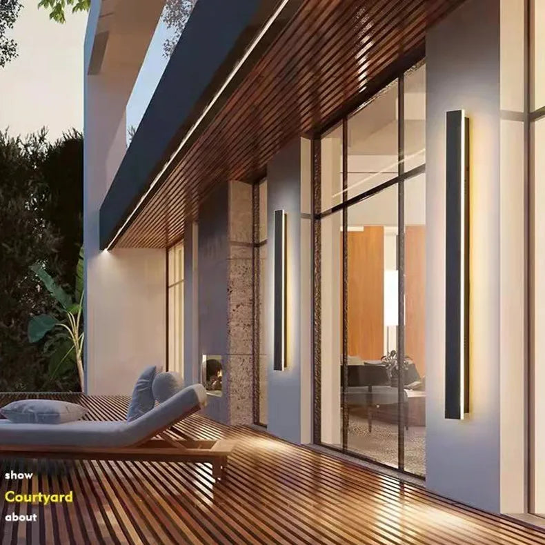 LED étanche longue applique murale ip65 éclairage extérieur jardin maison de campagne balcon lumière mur intérieur chambre salon lumière