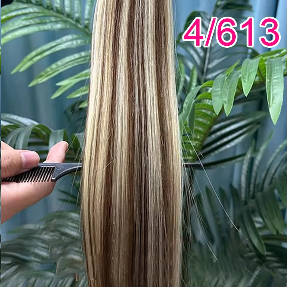 613 Straight Human Hair Bundles, No Weft, 100% Virgin, Highlighting Original Russian Natural Unprocessed Blonde Loose Extensions