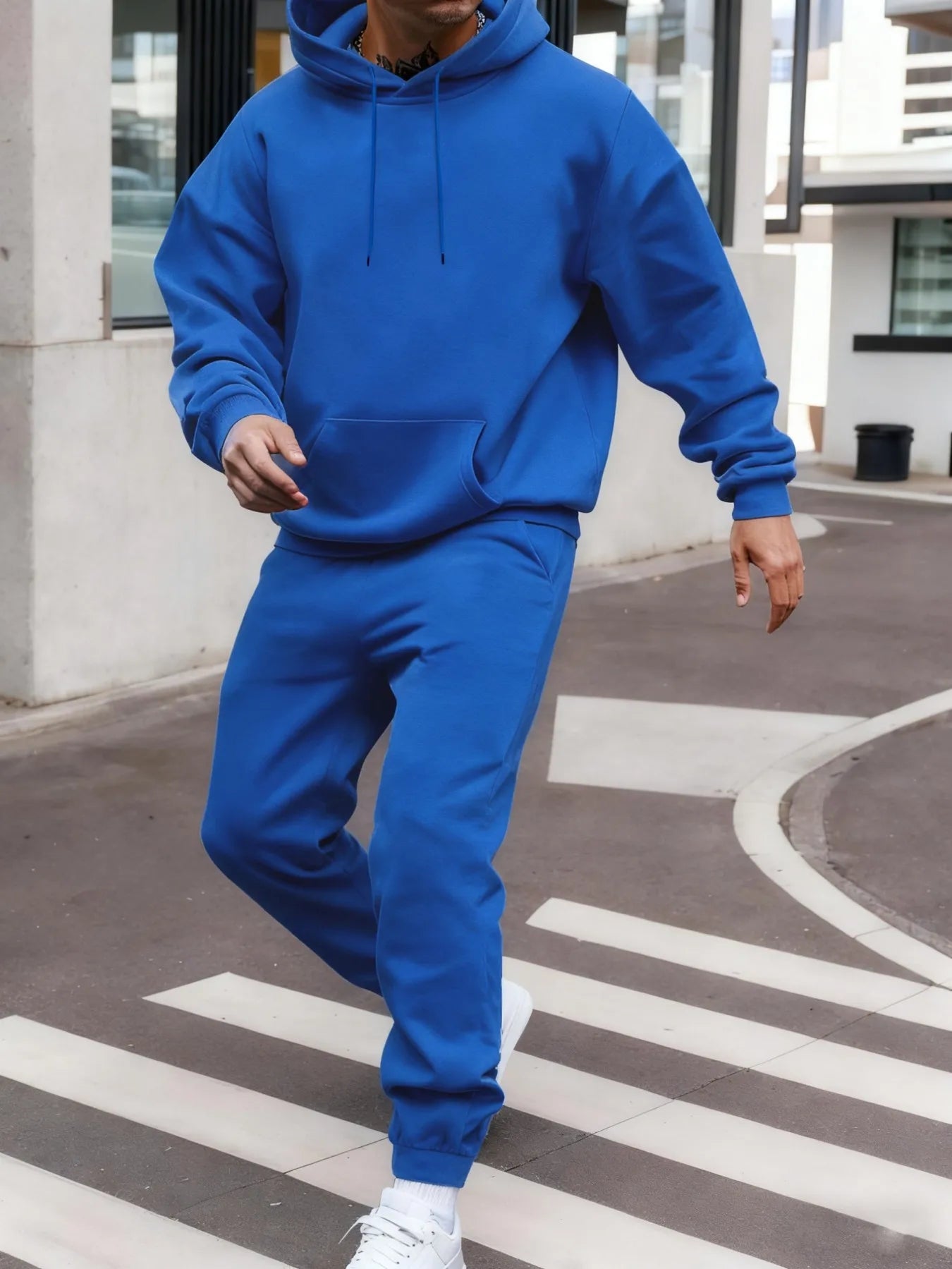 Ensemble sweat à capuche pour homme d'hiver, ensemble deux pièces longue, couleur unie, vêtements de rue, unisexe, costume à la mode, pantalon de survêtement de sport décontracté