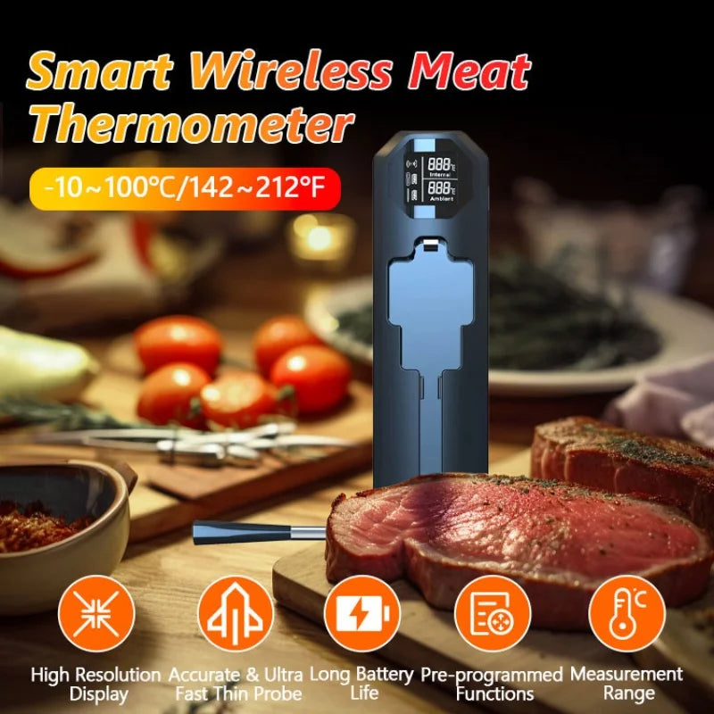 Thermomètre numérique pour cuisine thermomètre à viande sans fil Bluetooth IP67 thermomètres à affichage étanche pour griller BBQ alimentaire