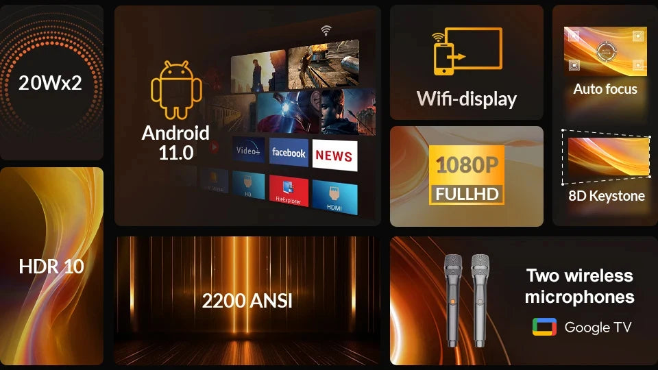 BYINTEK R90 Max Full HD 1080P projecteur 4K DLP 2200 ANSI Lumens Android TV 11.0 3D 4K pris en charge projecteur de cinéma maison intelligent
