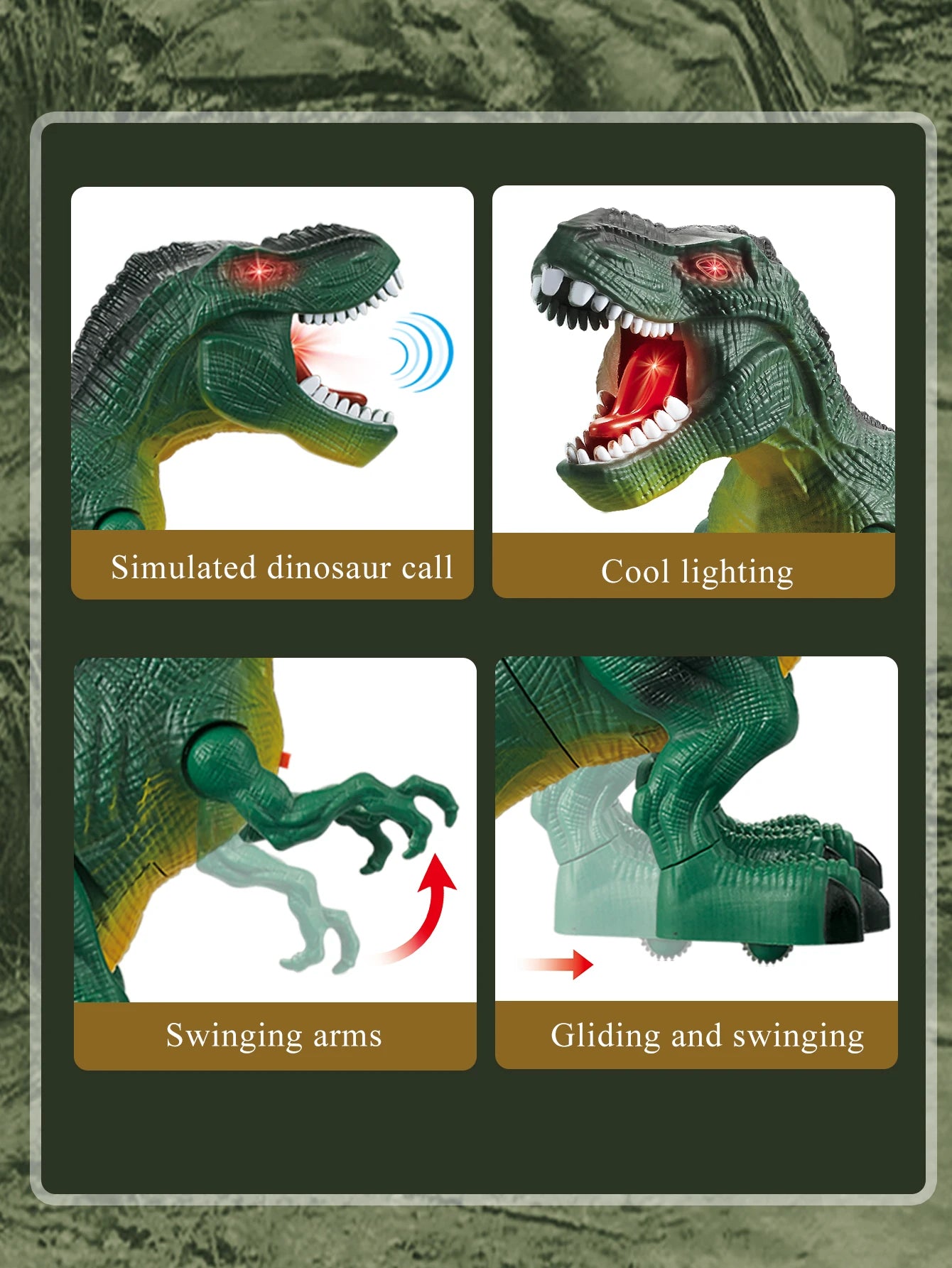 Dinosaur toys for children 3+, electric audiovisual dinosaur model, electronic walking robot, dinosaur toy, battery not included