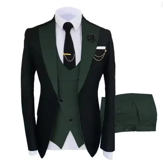New Men's Suit Popular Luxury Clothing Party Stage Men's Suit Groomsmen Regular Fit Tuxedo 3 Piece Set Jacket + Pants + Vest