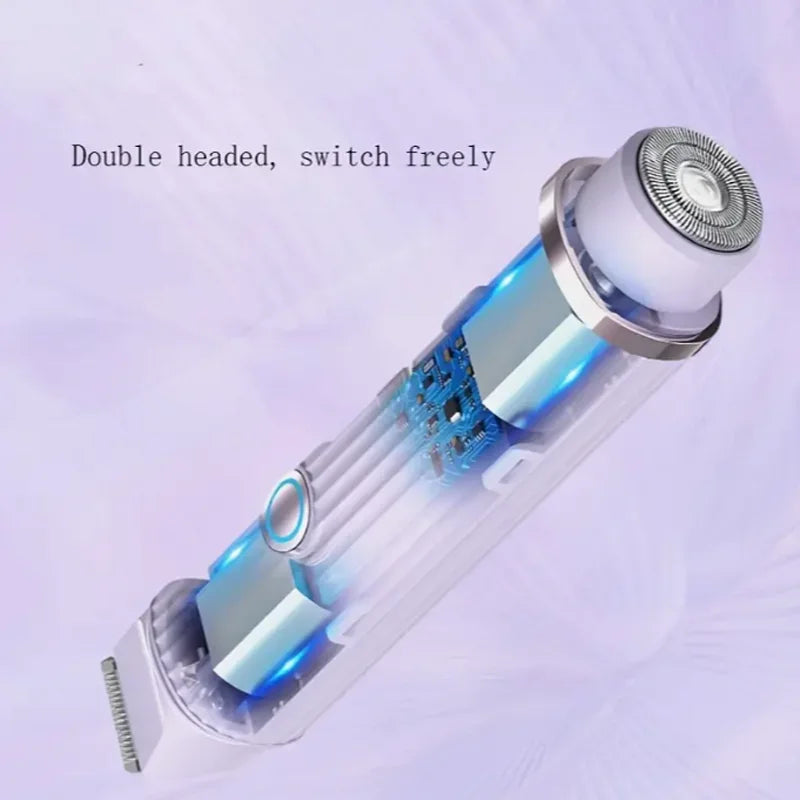 Rasoir électrique pour femmes, rasoir étanche pour cheveux humides et secs, Double tête 2 en 1, double Bikini, tondeuse à cheveux, tête détachable