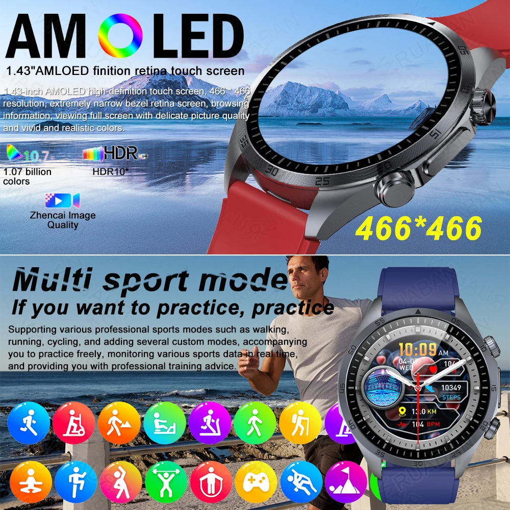 2025 nouvelle montre intelligente hommes pour huawei pression artérielle santé montre CES sommeil pulsé thérapeutique acide urique lipides sanguins graisse corporelle