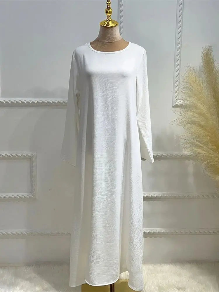 Black, white, pink, solid Dubai modest underdress, Abaya Islamic caftan Muslim dress with pockets, dresses for women, Muslim women's dress